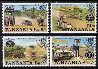 Tanzania 1977 Safari Rally complete set of 4 fine cds used, SG 202-5*, stamps on cars  sport