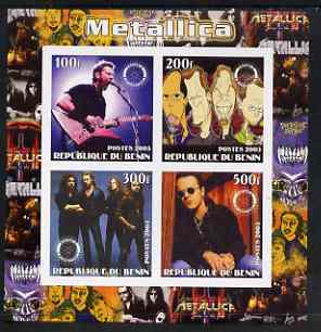 Benin 2003 Metallica #1 imperf sheetlet containing set of 4 values each with Rotary International Logo unmounted mint, stamps on personalities, stamps on entertainments, stamps on music, stamps on pops, stamps on rotary, stamps on rock