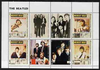 Kuril Islands 2001 The Beatles perf sheetlet containing set of 8 values unmounted mint, stamps on pops, stamps on  tv , stamps on films, stamps on entertainments, stamps on music, stamps on personalities, stamps on beatles