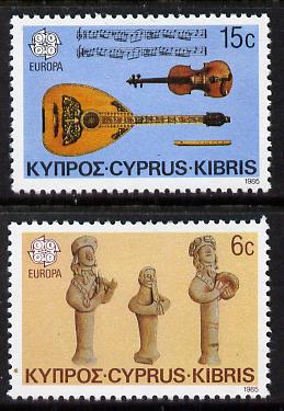 Cyprus 1985 Europa - Music Year set of 2 unmounted mint, SG 663-64*, stamps on europa      music