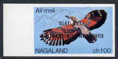 Nagaland 1970 European Conservation Year opt INVERTED on 1969 Wallcreeper 100c imperf unmounted mint*, stamps on birds