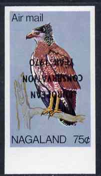 Nagaland 1970 European Conservation Year opt INVERTED on 1969 Crested-Serpent Eagle 75c imperf unmounted mint*, stamps on , stamps on  stamps on birds, stamps on  stamps on birds of prey