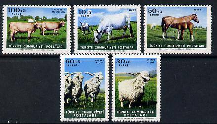 Turkey 1964 Farm Animals set of 5 unmounted mint SG 2062-66, stamps on animals   farming    cattle     bovine      sheep   ovine     horses      