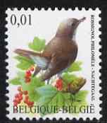 Belgium 2002-09 Birds #5 Nightingale 0.01 Euro unmounted mint, SG 3692, stamps on birds, stamps on 