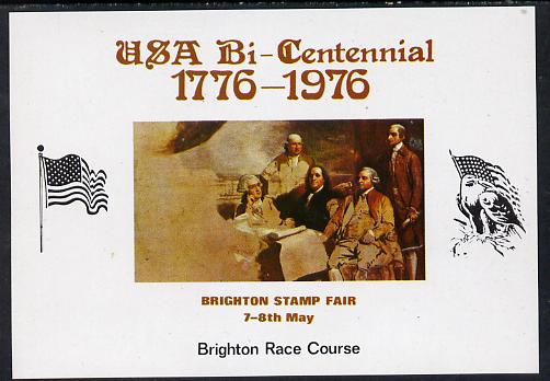 Exhibition souvenir sheet for 1976 Brighton Stamp Fair celebrating USA Bicentenary (Eagle, Flag & Painting) unmounted mint, stamps on constitutions  flags      americana   birds of prey     stamp exhibitions      cinderella