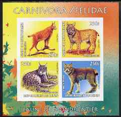 Benin 2003 World Fauna #01 - Lynxes imperf sheetlet containing 4 values unmounted mint, stamps on animals, stamps on cats, stamps on lynx