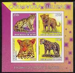 Benin 2003 World Fauna #04 - Leopards imperf sheetlet containing 4 values unmounted mint, stamps on animals, stamps on cats, stamps on 