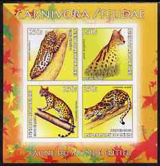 Benin 2003 World Fauna #05 - Ocelots imperf sheetlet containing 4 values unmounted mint, stamps on animals, stamps on cats, stamps on 
