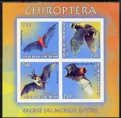 Benin 2003 World Fauna #14 - Bats imperf sheetlet containing 4 values unmounted mint, stamps on animals, stamps on bats, stamps on mammals