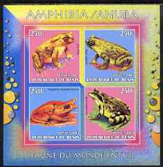 Benin 2003 World Fauna #19 - Frogs & Toads imperf sheetlet containing 4 values unmounted mint, stamps on animals, stamps on amphibians, stamps on frogs, stamps on toads