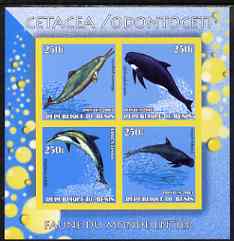Benin 2003 World Fauna #20 - Whales & Dolphins imperf sheetlet containing 4 values unmounted mint, stamps on animals, stamps on whales, stamps on dolphins, stamps on marine life