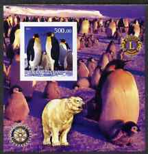 Turkmenistan 2001 Penguins imperf m/sheet with Rotary & Lions International Logos unmounted mint, stamps on penguins, stamps on rotary, stamps on lions int, stamps on polar, stamps on bears