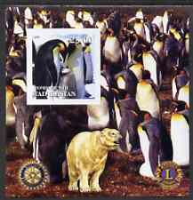 Tadjikistan 2001 Penguins imperf m/sheet with Rotary & Lions International Logos unmounted mint, stamps on penguins, stamps on rotary, stamps on lions int, stamps on polar, stamps on bears
