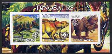 Eritrea 2002 Dinosaurs #04 imperf sheetlet containing set of 3 values each with Rotary Logo unmounted mint, stamps on , stamps on  stamps on dinosaurs, stamps on  stamps on rotary