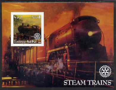 Eritrea 2002 Steam Locos #01 imperf m/sheet with Rotary Logo unmounted mint, stamps on , stamps on  stamps on railways, stamps on  stamps on rotary