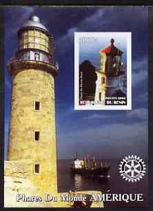 Benin 2003 Lighthouses of America imperf m/sheet #01 with Rotary Logo unmounted mint, stamps on lighthouses, stamps on rotary