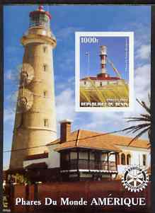 Benin 2003 Lighthouses of America imperf m/sheet #02 with Rotary Logo unmounted mint, stamps on lighthouses, stamps on rotary