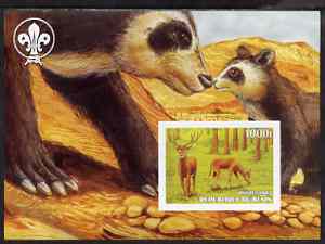 Benin 2003 Wild Animals imperf m/sheet #01 (Deer) with Scout Logo unmounted mint, stamps on animals, stamps on scouts, stamps on deer