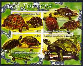 Congo 2004 Tortoises (Les Tortues) imperf sheetlet containing 4 values unmounted mint, stamps on animals, stamps on reptiles, stamps on tortoises