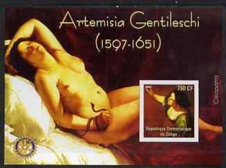 Congo 2004 Paintings by Artemisia Gentileschi imperf souvenir sheet with Rotary Logo, unmounted mint, stamps on arts, stamps on nudes, stamps on rotary, stamps on gentileschi