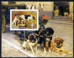 Eritrea 2003 Paintings of Dogs imperf m/sheet with Scouts Logo unmounted mint, stamps on , stamps on  stamps on scouts, stamps on  stamps on dogs, stamps on  stamps on arts