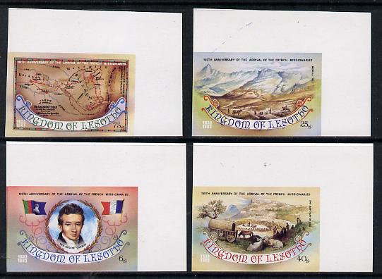 Lesotho 1983 French Missionaries Anniversary set of 4 in imperf marginal singles as SG 550-53, stamps on maps  religion