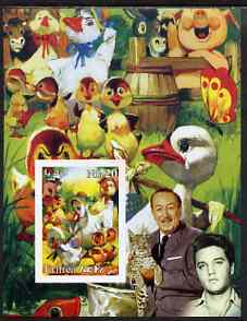 Eritrea 2003 'Ugly Duck' imperf m/sheet with portraits of Elvis & Walt Disney, unmounted mint, stamps on films, stamps on cinema, stamps on personalities, stamps on entertainments, stamps on elvis, stamps on disney, stamps on ducks