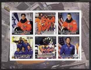 Mauritania 2003 Tribute to Space Shuttle Columbia #2 imperf sheetlet containing 6 values unmounted mint, stamps on space, stamps on shuttle