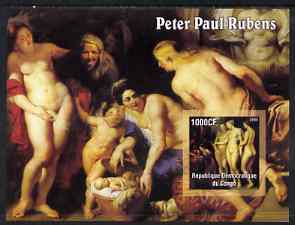 Congo 2005 Nude Paintings by Peter Paul Rubens II (horizontal) imperf s/sheet unmounted mint, stamps on arts, stamps on nudes, stamps on rubens