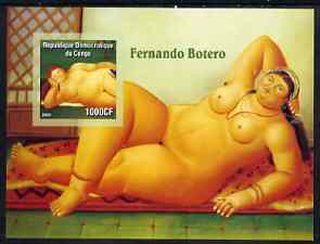 Congo 2005 Nude Paintings by F Botero imperf s/sheet unmounted mint, stamps on arts, stamps on nudes, stamps on botero