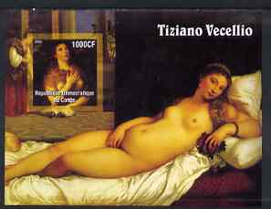 Congo 2005 Nude Paintings by Tiziano I (one girl in stamp) imperf s/sheet unmounted mint, stamps on arts, stamps on nudes, stamps on tiziano