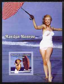 Congo 2005 Marilyn Monroe imperf s/sheet #05 (with umbrella) unmounted mint, stamps on entertainments, stamps on films, stamps on cinema, stamps on marilyn monroe, stamps on umbrellas