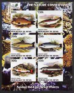 Benin 2003 The Nature Conservancy imperf sheetlet containing set of 6 values (Fish) unmounted mint, stamps on wildlife, stamps on environment, stamps on fish