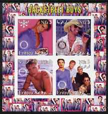 Eritrea 2003 Backstreet Boys imperf sheetlet containing set of 4 values each with Rotary International Logo unmounted mint, stamps on personalities, stamps on entertainments, stamps on music, stamps on pops, stamps on rotary