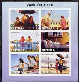 Eritrea 2001 Art of Jack Vettriano #2 imperf sheetlet containing 6 values unmounted mint, stamps on arts, stamps on umbrellas