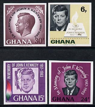 Ghana 1965 Kennedy imperf set of 4 unmounted mint as SG 403-6, stamps on kennedy, stamps on personalities, stamps on americana