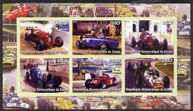 Congo 2005 Racing Cars (early) imperf sheetlet containing 6 values unmounted mint, stamps on cars, stamps on  f1 , stamps on racing cars