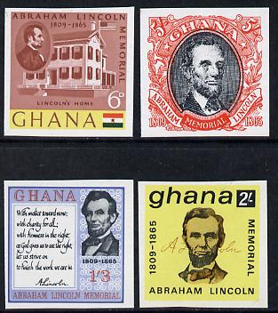 Ghana 1965 Death Centenary of Abraham Lincoln imperf set of 4 unmounted mint as SG 373-76, stamps on constitutions  lincoln  personalities    usa-presidents