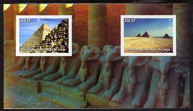 Congo 2003 Pyramids of Egypt imperf souvenir sheet containing 2 values, unmounted mint, stamps on monuments, stamps on egyptology, stamps on pyramids, stamps on tourism