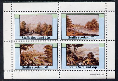 Staffa 1981 Paintings of English Country Life perf sheetlet containing set of 4 values unmounted mint, stamps on arts