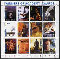 Mordovia Republic 2001 Academy Awards - Best Pictures 1990-2001 perf sheetlet containing set of 12 values unmounted mint, stamps on films, stamps on cinema, stamps on personalities, stamps on entertainments, stamps on 