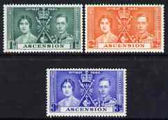 Ascension 1937 KG6 Coronation perf set of 3 unmounted mint, SG 35-37, stamps on royalty, stamps on  kg6 , stamps on coronation