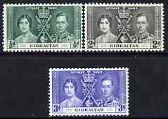 Gibraltar 1937 KG6 Coronation perf set of 3 unmounted mint, SG 118-20, stamps on , stamps on  stamps on royalty, stamps on  stamps on  kg6 , stamps on  stamps on coronation