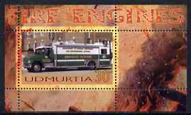 Udmurtia Republic 2006 Fire Engines perf m/sheet #2 unmounted mint, stamps on fire