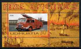 Udmurtia Republic 2006 Fire Engines perf m/sheet #3 unmounted mint, stamps on fire