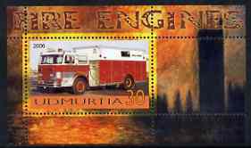 Udmurtia Republic 2006 Fire Engines perf m/sheet #4 unmounted mint, stamps on fire