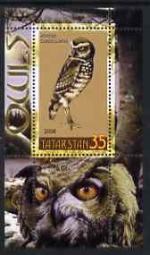 Tatarstan Republic 2006 Owls perf m/sheet #3 unmounted mint, stamps on birds, stamps on birds of prey, stamps on owls