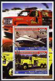 Djibouti 2006 Concorde & General Motors FT1 Fire Truck perf sheetlet containing 2 values cto used, stamps on concorde, stamps on fire, stamps on trucks