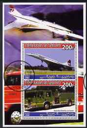 Djibouti 2006 Concorde & Spartan/Darley Pumper Fire Truck perf sheetlet containing 2 values cto used, stamps on concorde, stamps on fire, stamps on trucks