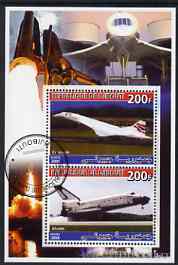 Djibouti 2006 Concorde & Space Shuttle perf sheetlet containing 2 values cto used, stamps on concorde, stamps on space, stamps on shuttle